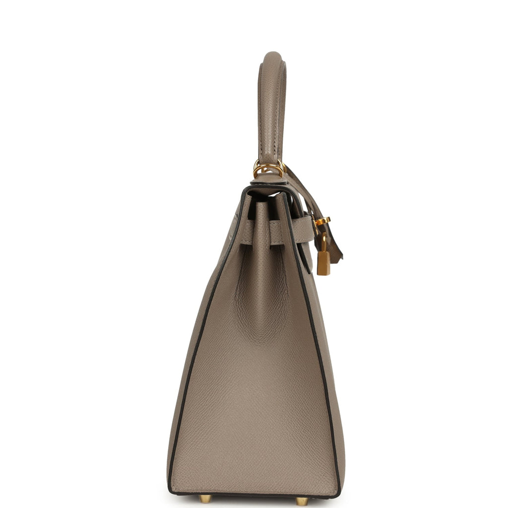 Kelly Sellier 28 Gris Asphalt Epsom Gold Hardware Bag