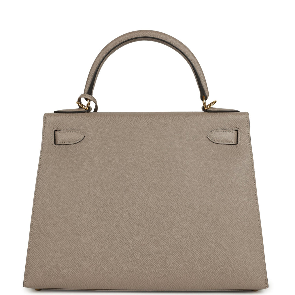 Kelly Sellier 28 Gris Asphalt Epsom Gold Hardware Bag
