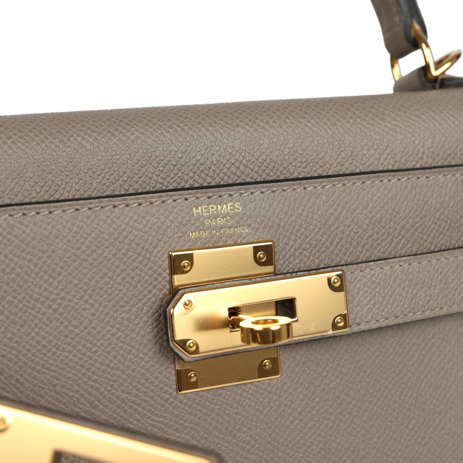 Kelly Sellier 28 Gris Asphalt Epsom Gold Hardware Bag