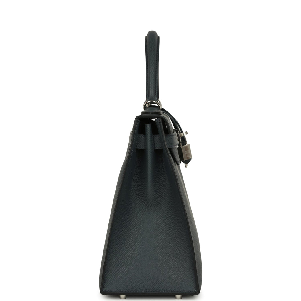 Kelly Sellier 28 Gris Misty Epsom Palladium Hardware Bag