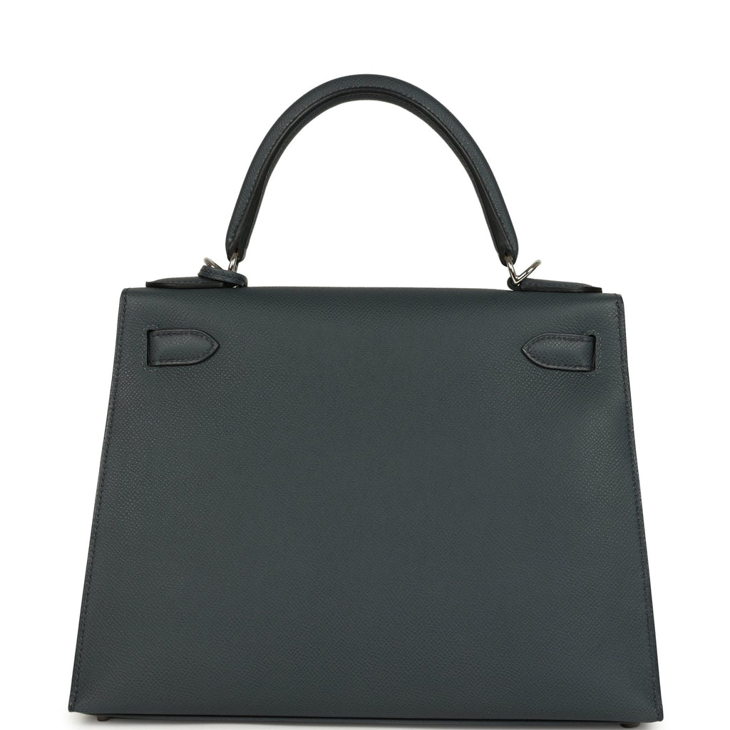 Kelly Sellier 28 Gris Misty Epsom Palladium Hardware Bag