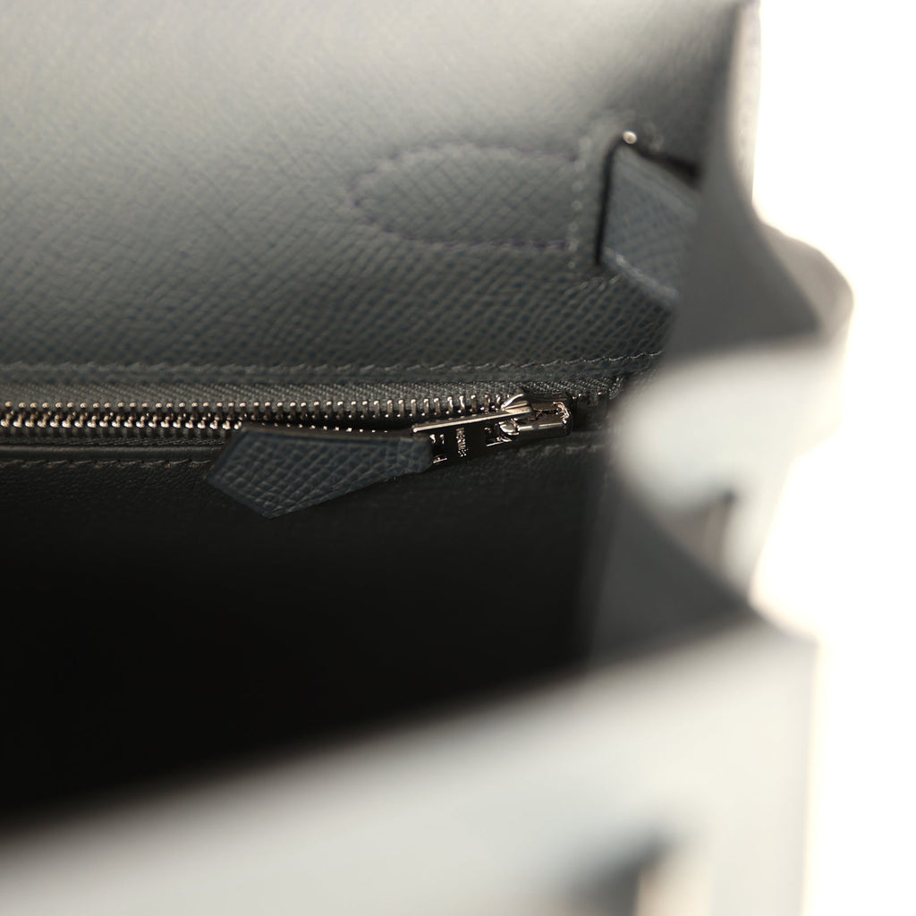Kelly Sellier 28 Gris Misty Epsom Palladium Hardware Bag