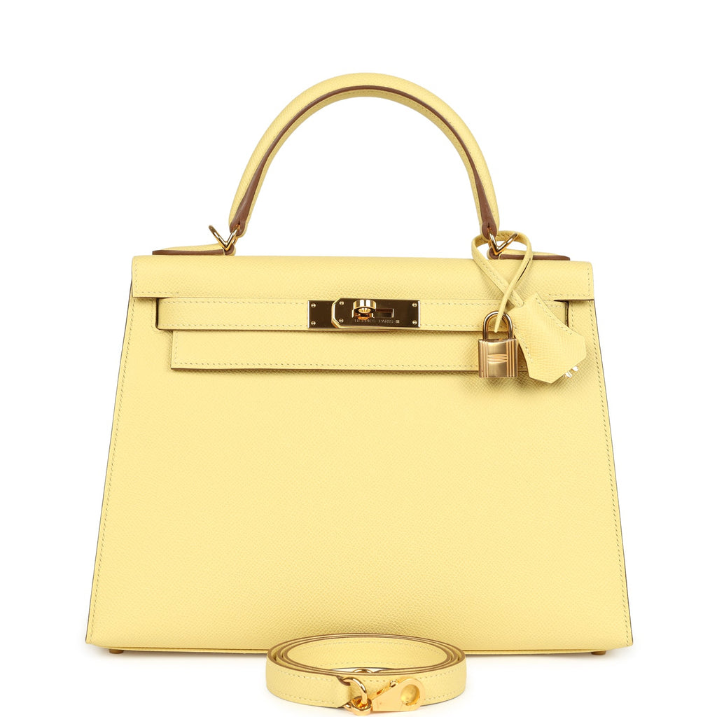 Kelly Sellier 28 Jaune Poussin Epsom Gold Hardware Bag