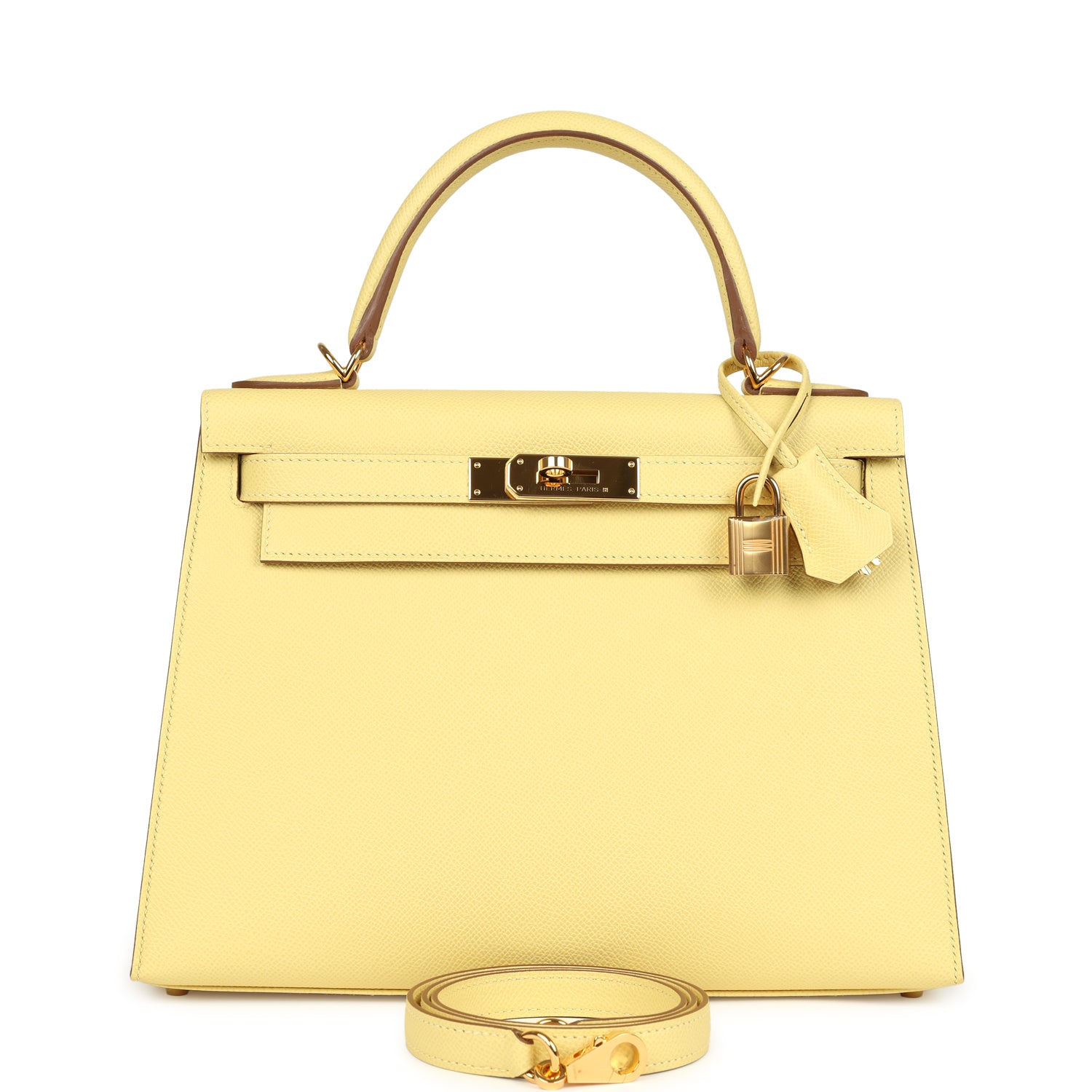 Kelly Sellier 28 Jaune Poussin Epsom Gold Hardware Bag