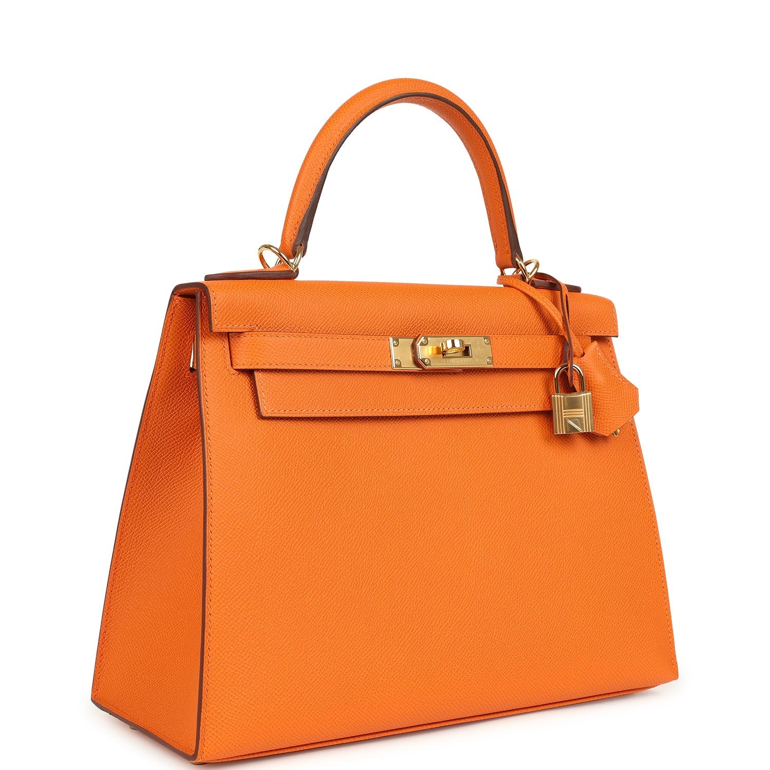 Kelly Sellier 28 Orange Epsom Gold Hardware Bag