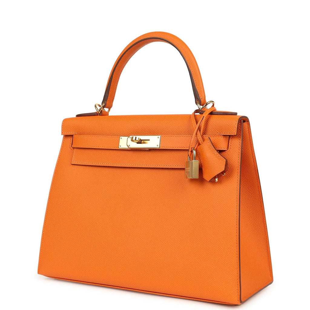 Kelly Sellier 28 Orange Epsom Gold Hardware Bag