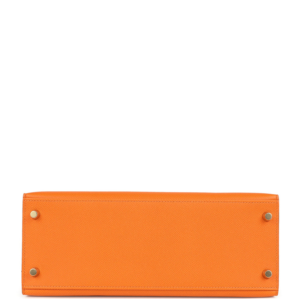 Kelly Sellier 28 Orange Epsom Gold Hardware Bag