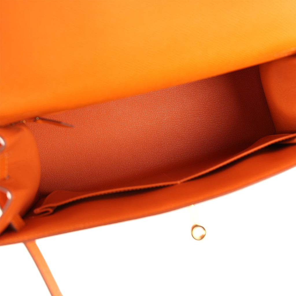 Kelly Sellier 28 Orange Epsom Gold Hardware Bag