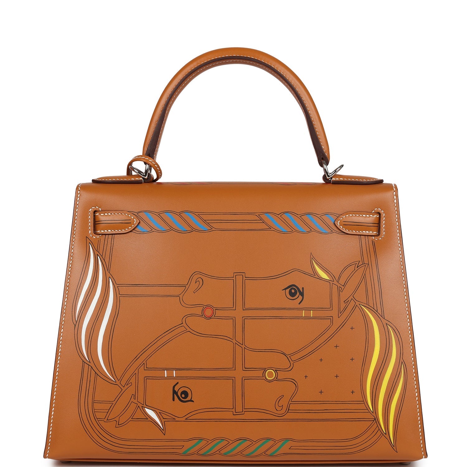Kelly Sellier 28 "Painted Quadrige" Naturel Sable Butler Palladium Hardware Bag