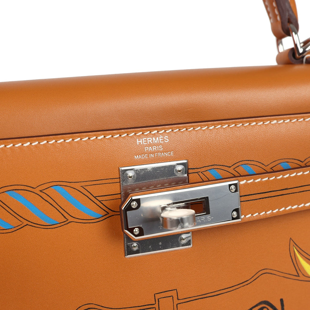 Kelly Sellier 28 "Painted Quadrige" Naturel Sable Butler Palladium Hardware Bag