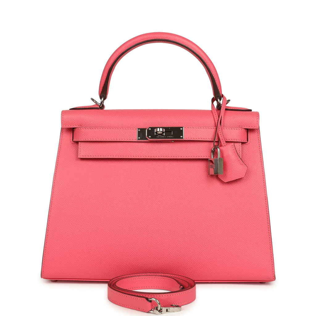 Kelly Sellier 28 Rose Azalee Epsom Palladium Hardware Bag