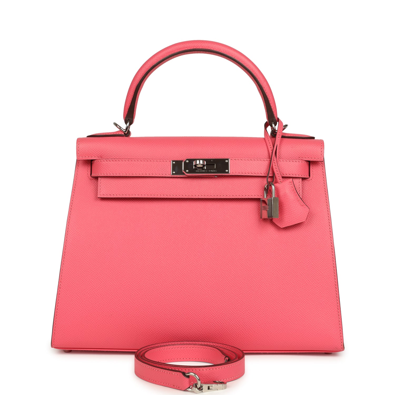 Kelly Sellier 28 Rose Azalee Epsom Palladium Hardware Bag
