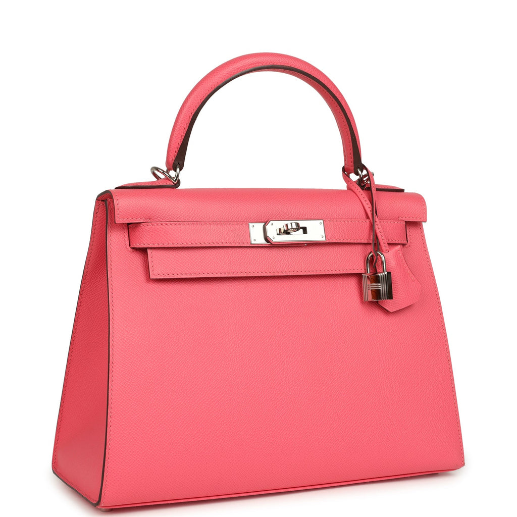 Kelly Sellier 28 Rose Azalee Epsom Palladium Hardware Bag