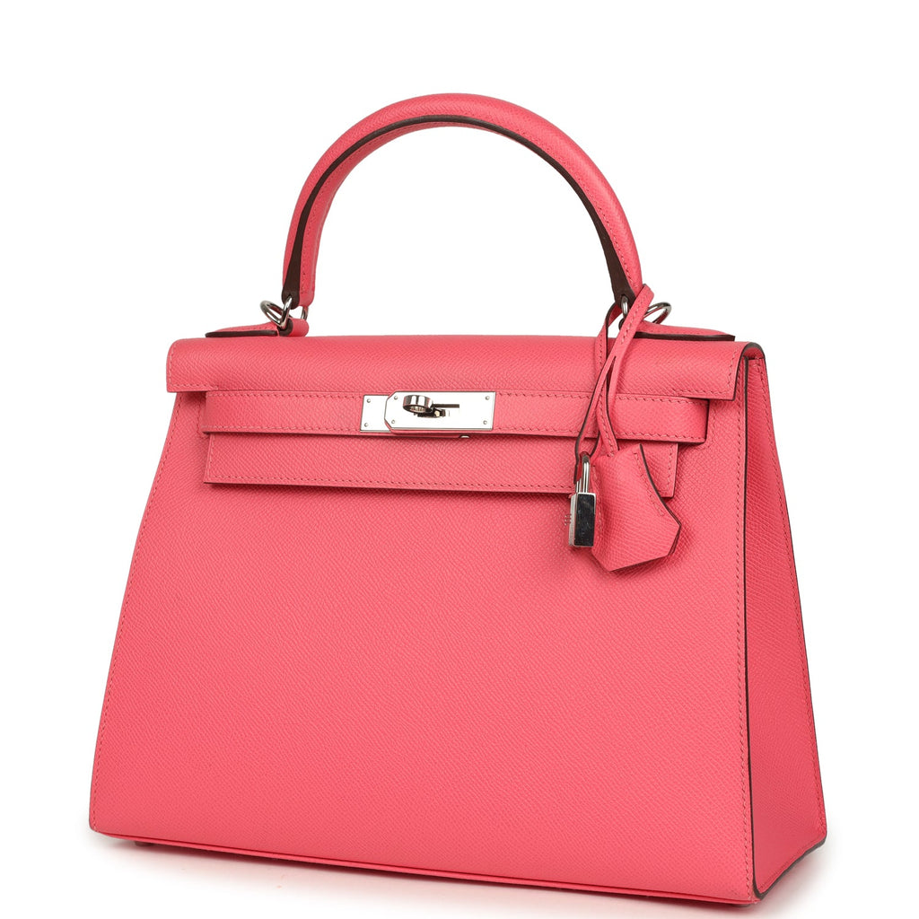 Kelly Sellier 28 Rose Azalee Epsom Palladium Hardware Bag