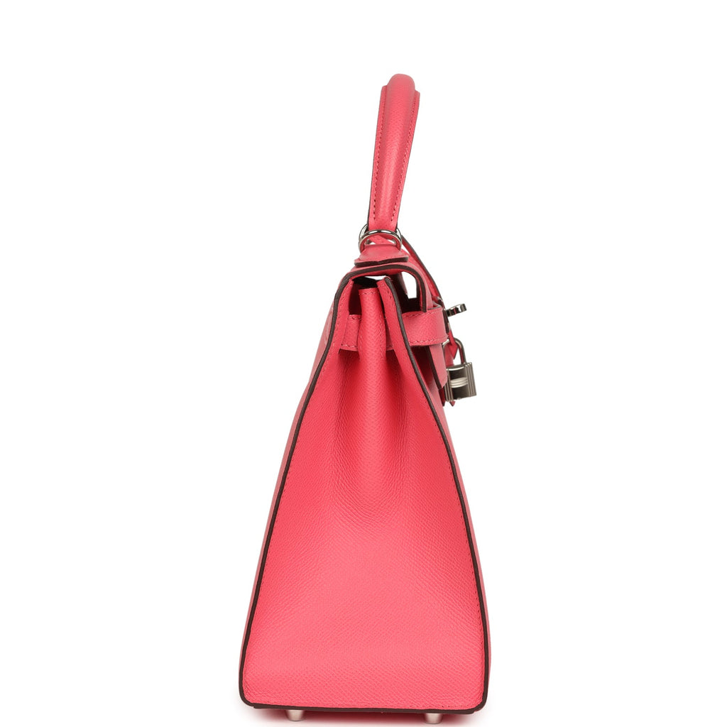 Kelly Sellier 28 Rose Azalee Epsom Palladium Hardware Bag