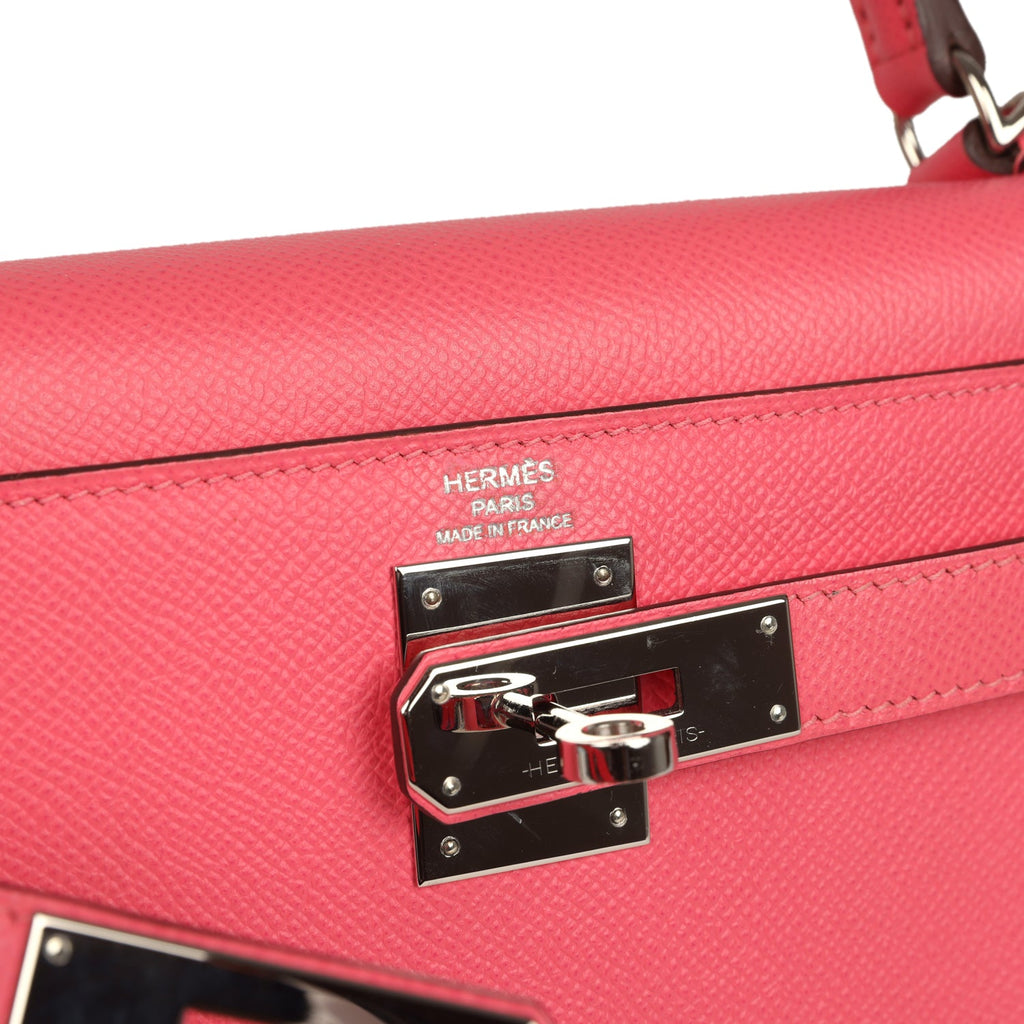 Kelly Sellier 28 Rose Azalee Epsom Palladium Hardware Bag
