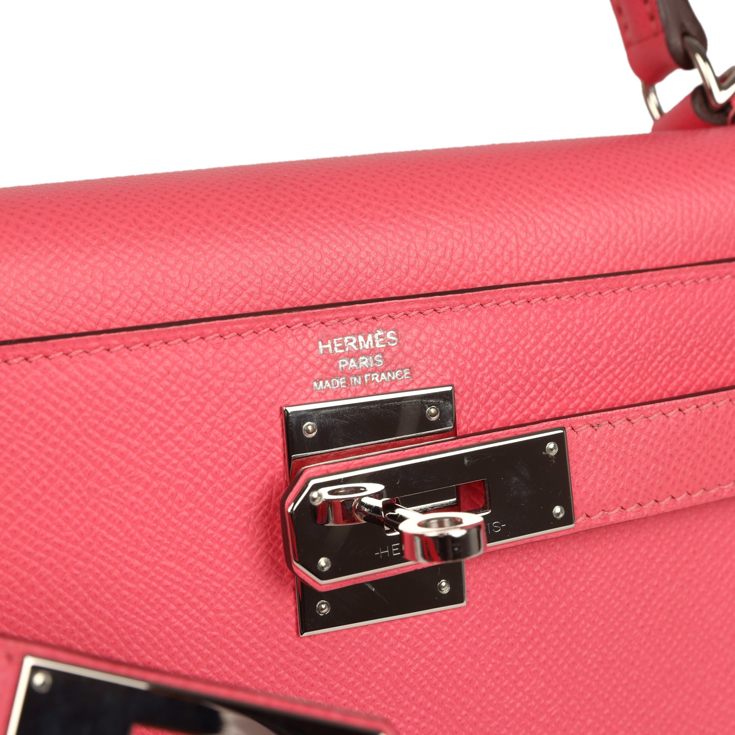 Kelly Sellier 28 Rose Azalee Epsom Palladium Hardware Bag