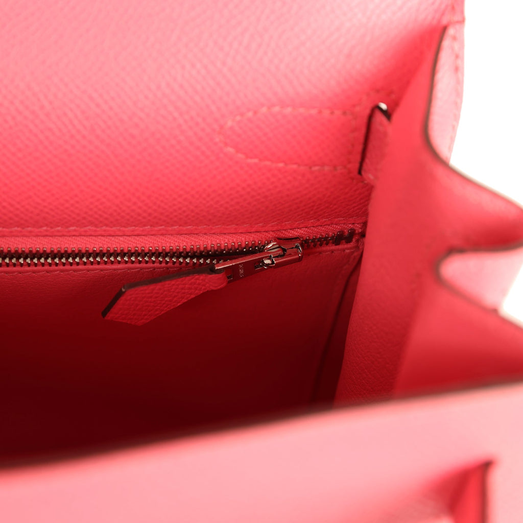 Kelly Sellier 28 Rose Azalee Epsom Palladium Hardware Bag
