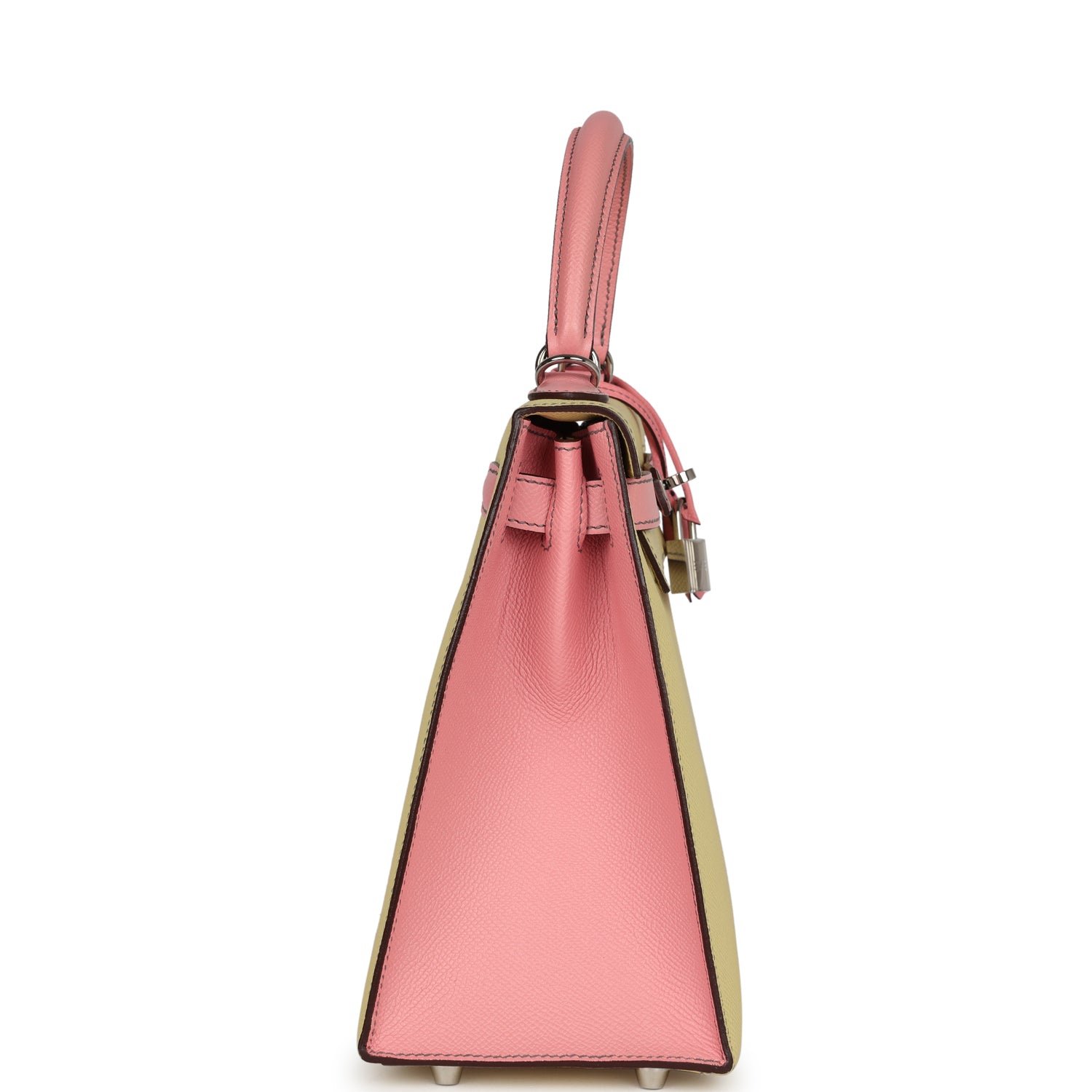 Kelly Sellier 28 Rose Confetti and Jaune Poussin Epsom Palladium Hardware Bag
