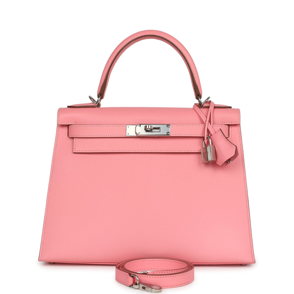Kelly Sellier 28 Rose Confetti Epsom Palladium Hardware Bag