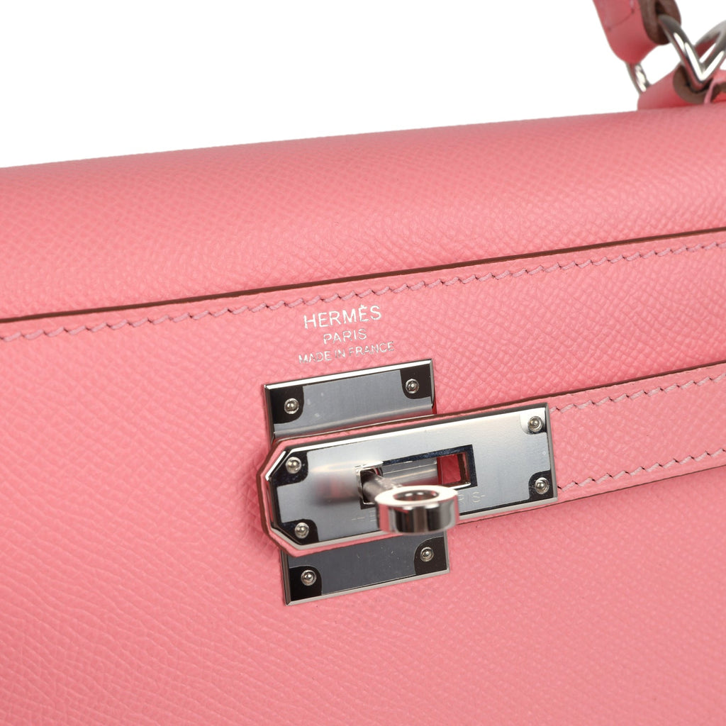 Kelly Sellier 28 Rose Confetti Epsom Palladium Hardware Bag