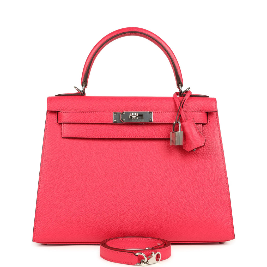 Kelly Sellier 28 Rose Extreme Epsom Palladium Hardware Bag