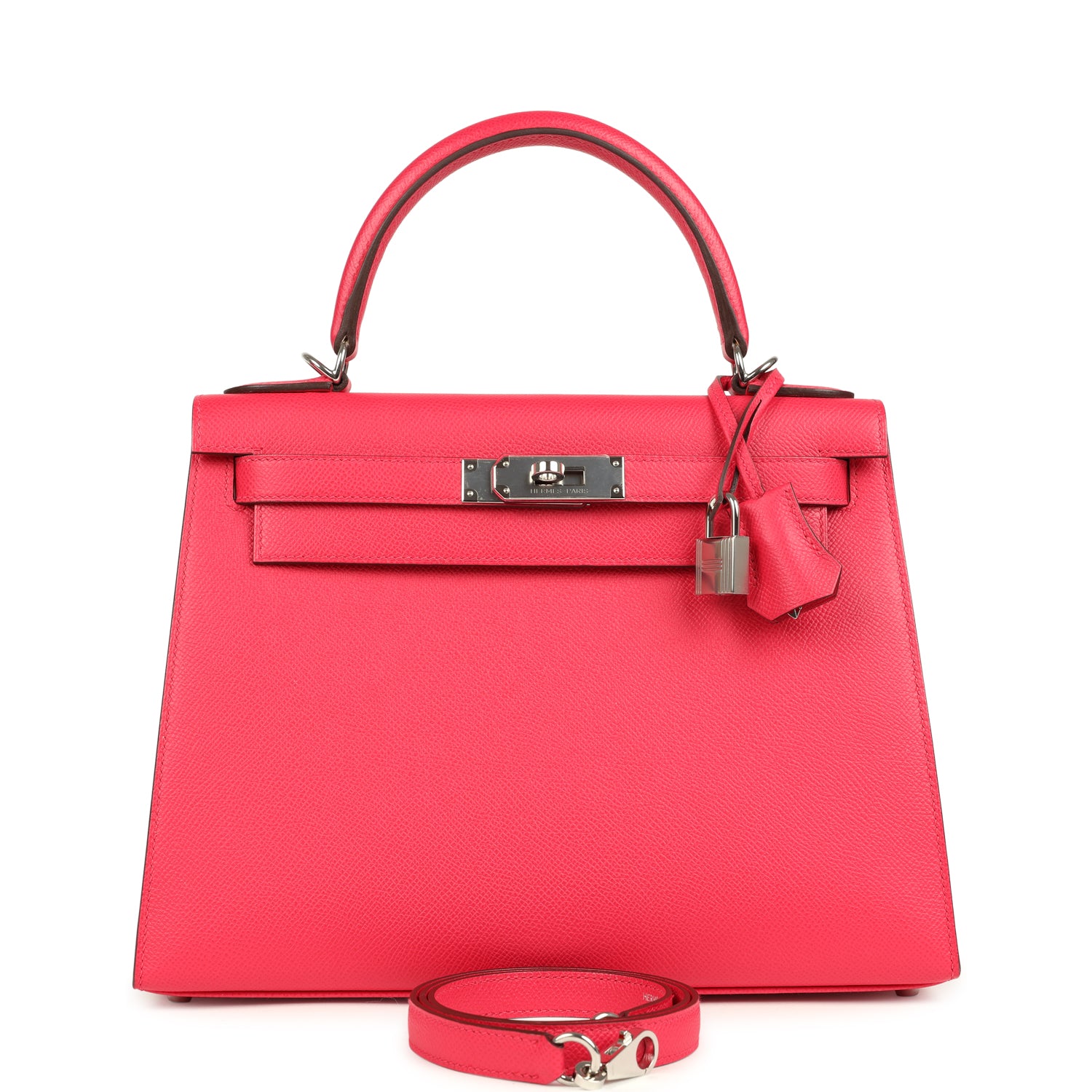 Kelly Sellier 28 Rose Extreme Epsom Palladium Hardware Bag