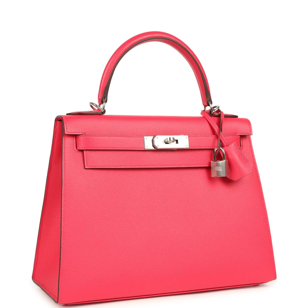 Kelly Sellier 28 Rose Extreme Epsom Palladium Hardware Bag