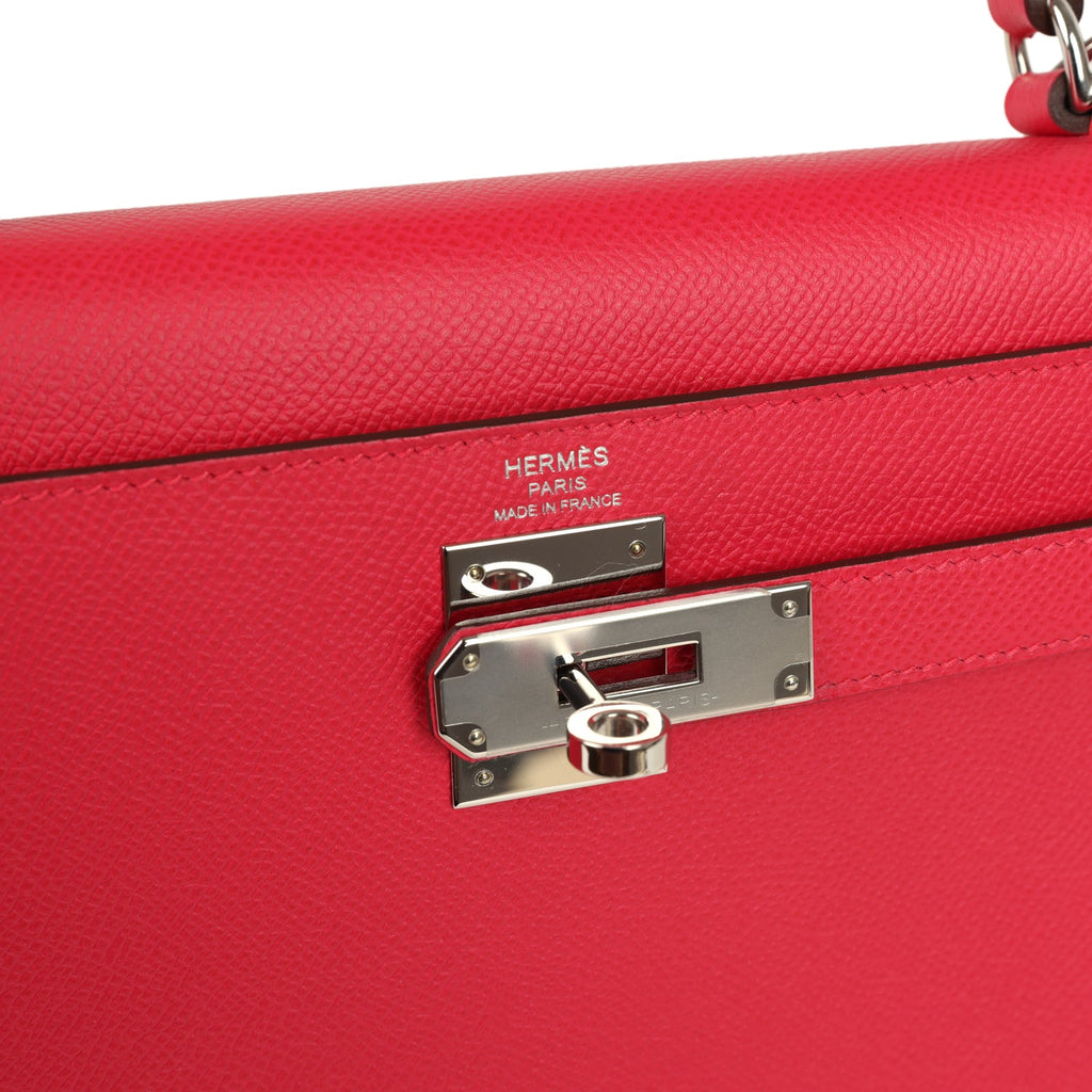 Kelly Sellier 28 Rose Extreme Epsom Palladium Hardware Bag