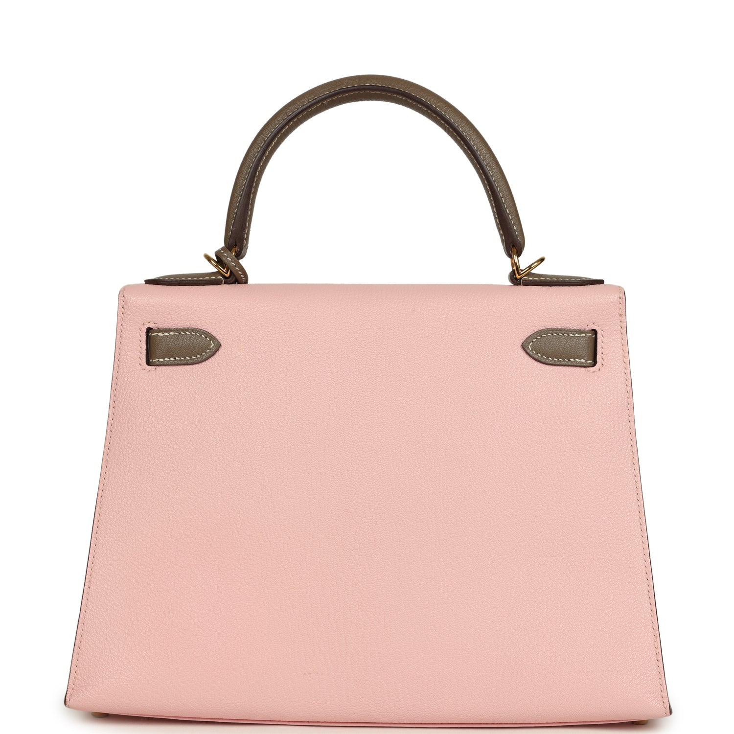 Kelly Sellier 28 Rose Sakura and Etoupe Chevre Gold Hardware Bag