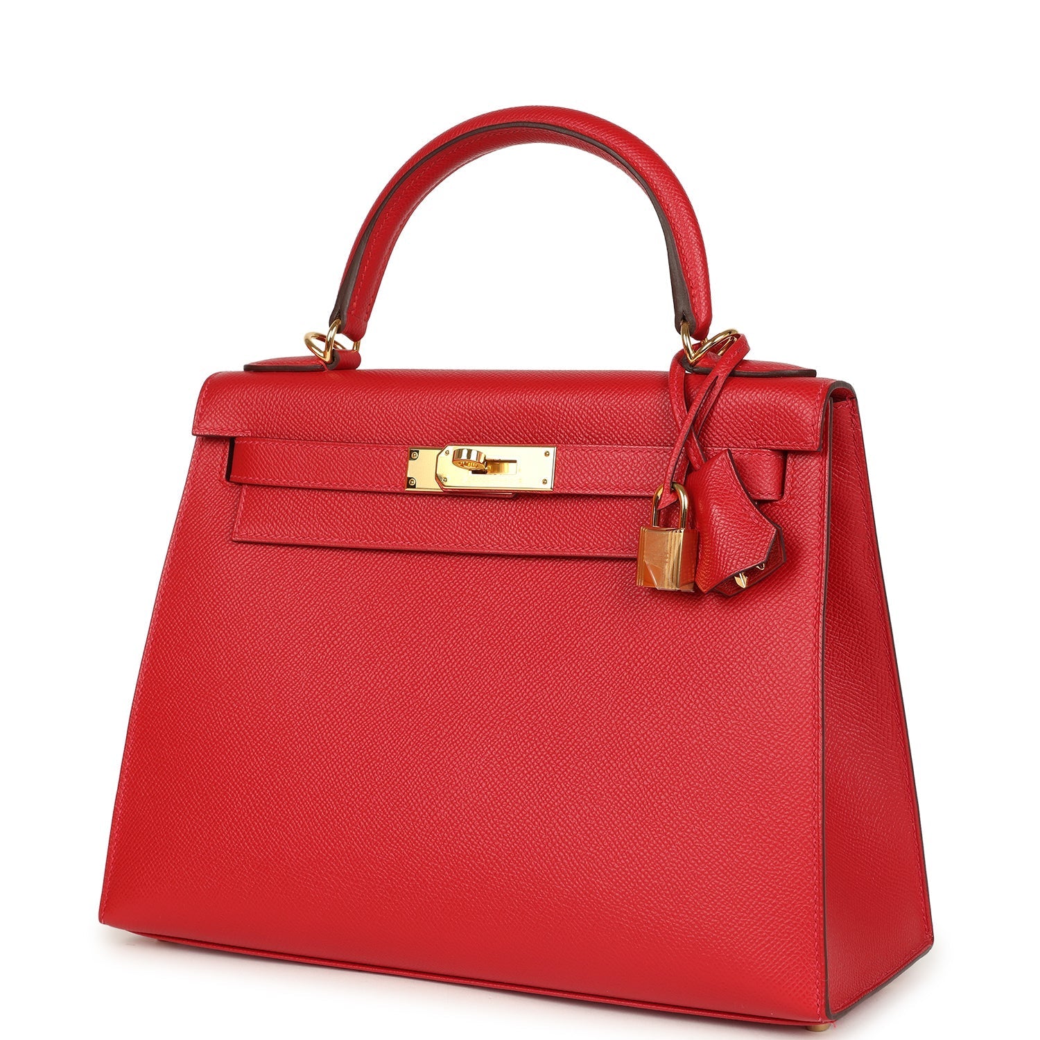Kelly Sellier 28 Rouge Casaque Epsom Gold Hardware Bag