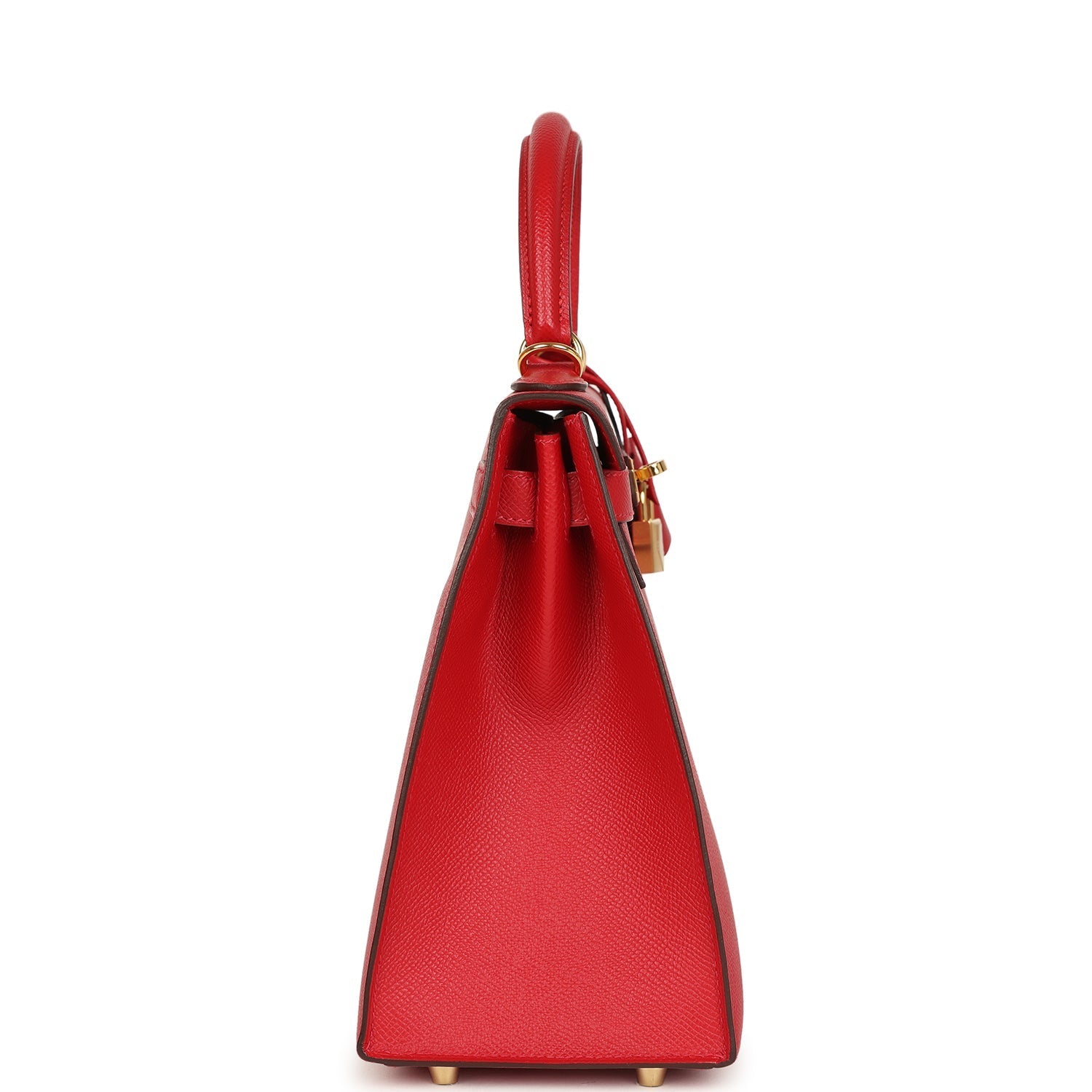 Kelly Sellier 28 Rouge Casaque Epsom Gold Hardware Bag