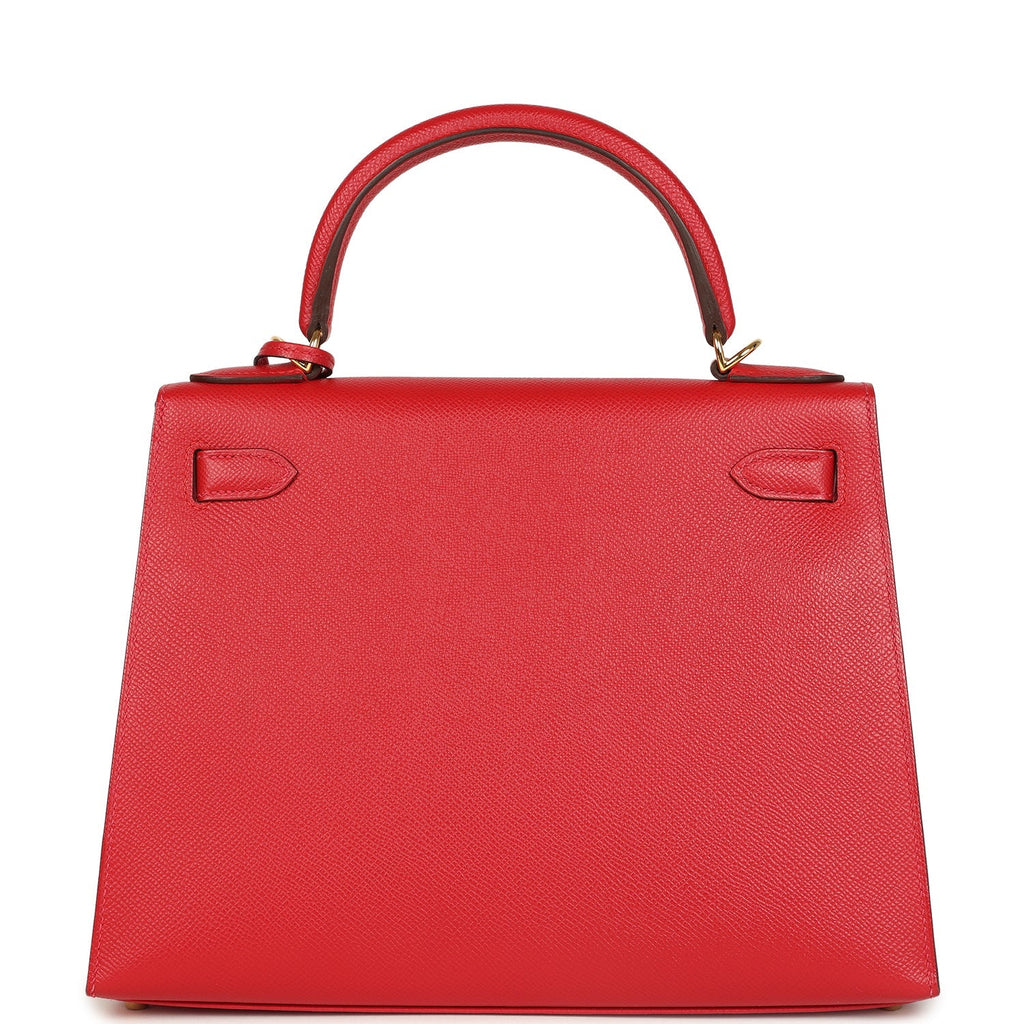 Kelly Sellier 28 Rouge Casaque Epsom Gold Hardware Bag