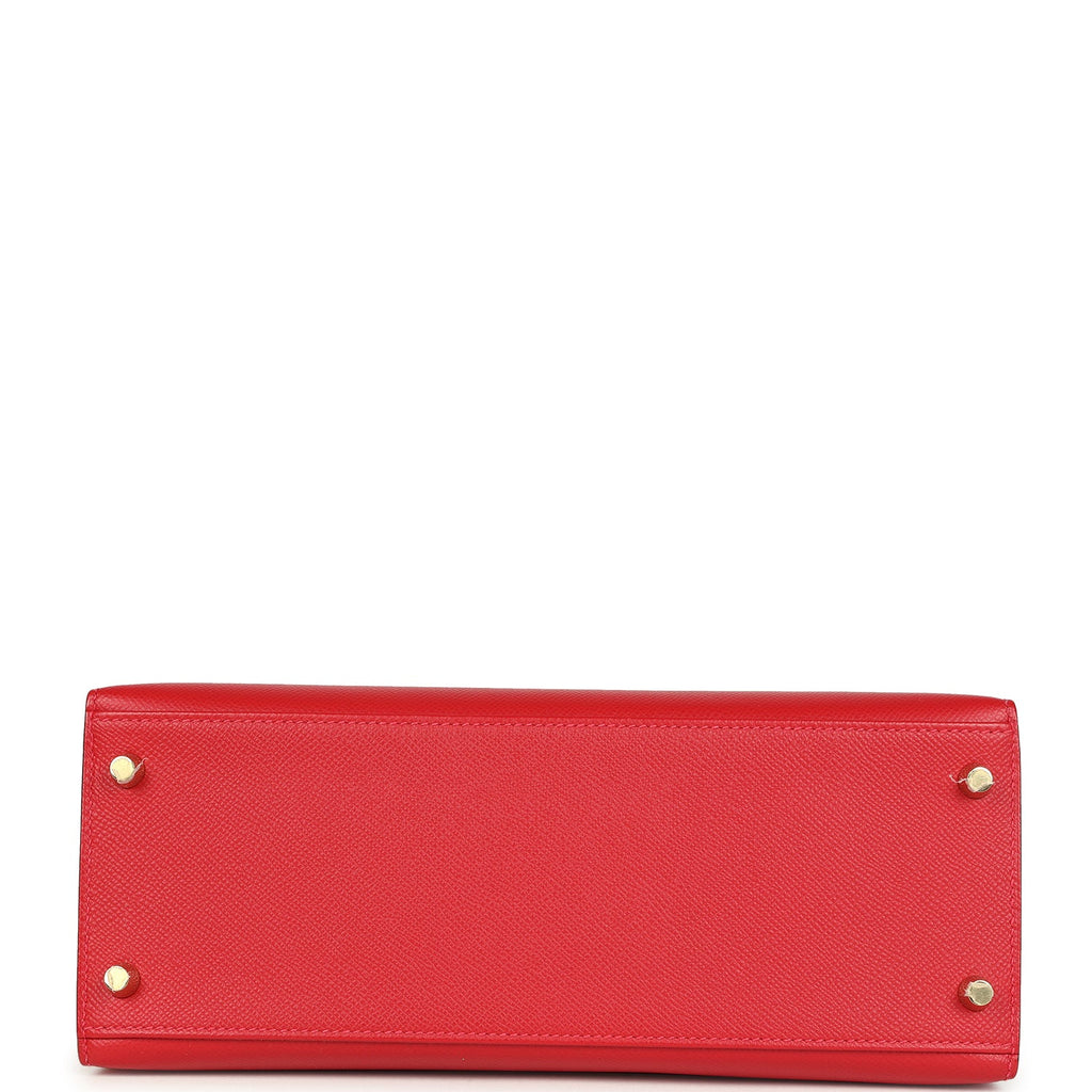 Kelly Sellier 28 Rouge Casaque Epsom Gold Hardware Bag