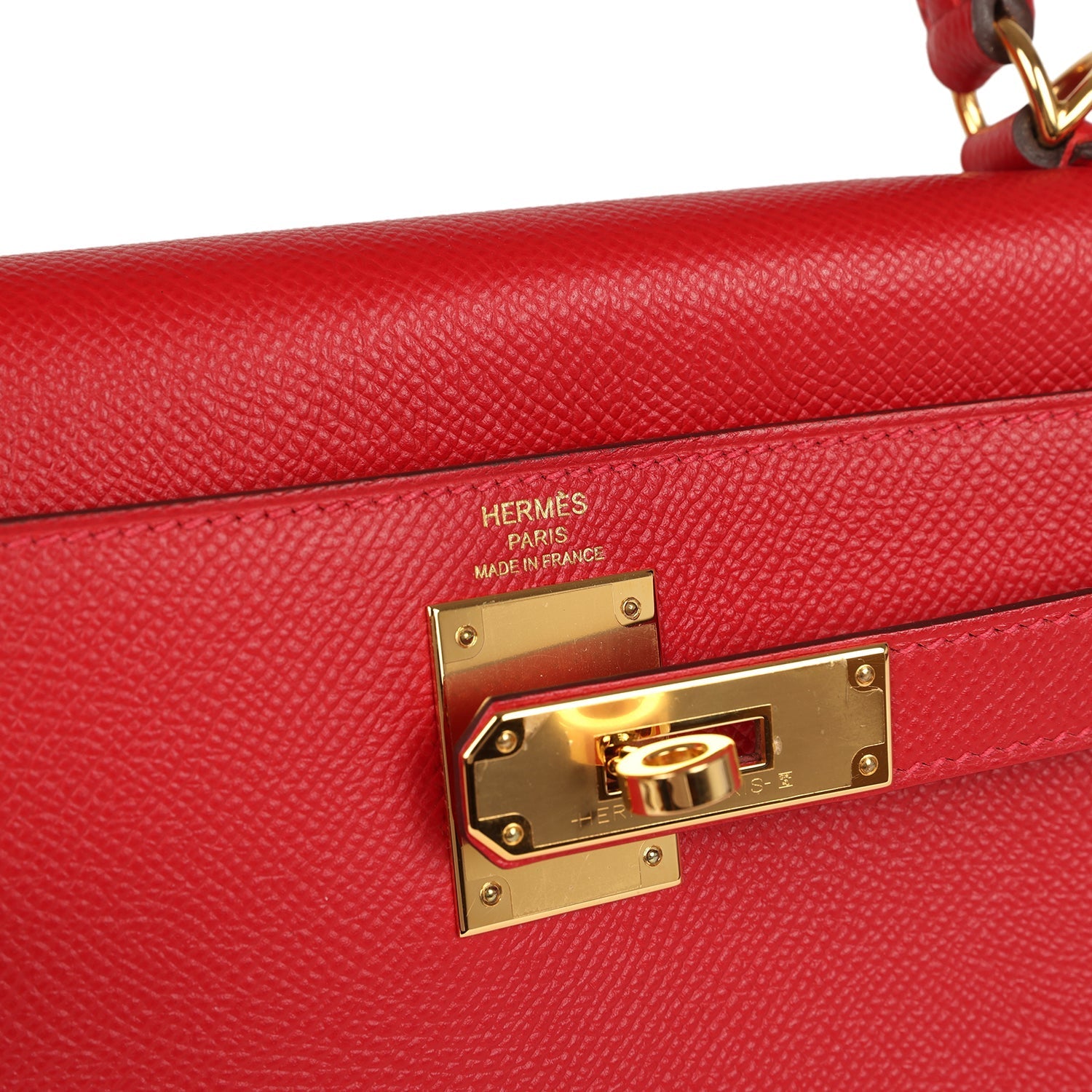 Kelly Sellier 28 Rouge Casaque Epsom Gold Hardware Bag