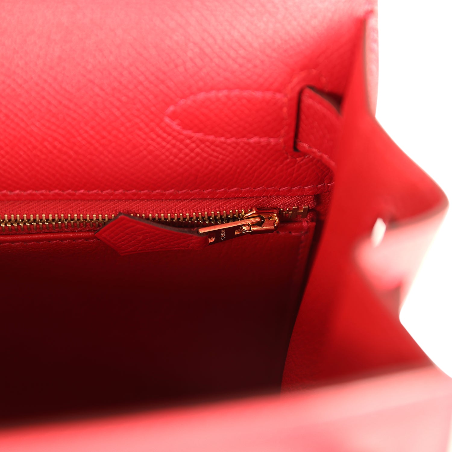 Kelly Sellier 28 Rouge Casaque Epsom Gold Hardware Bag