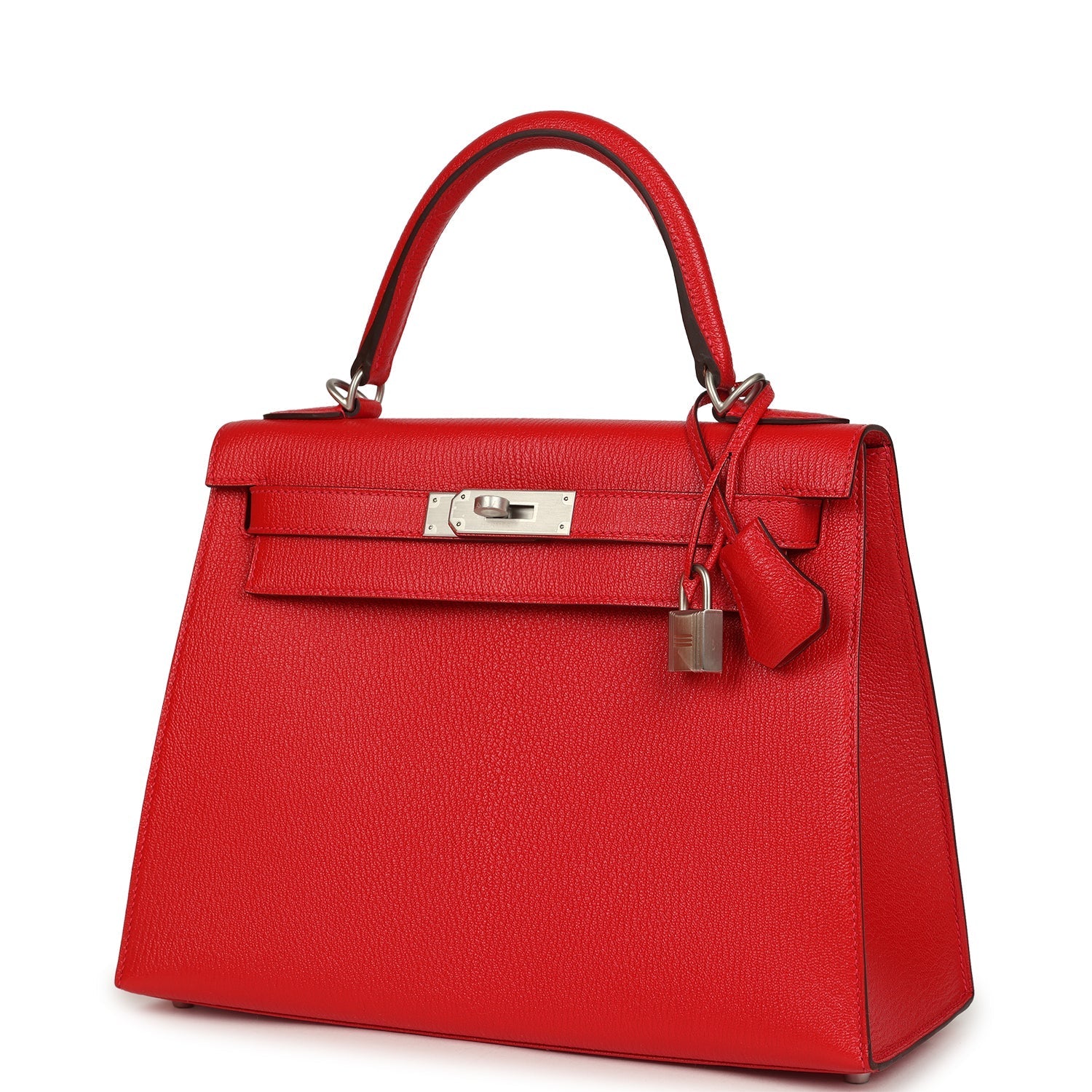 Kelly Sellier 28 Rouge De Coeur Chevre Mysore Brushed Palladium Hardware Bag