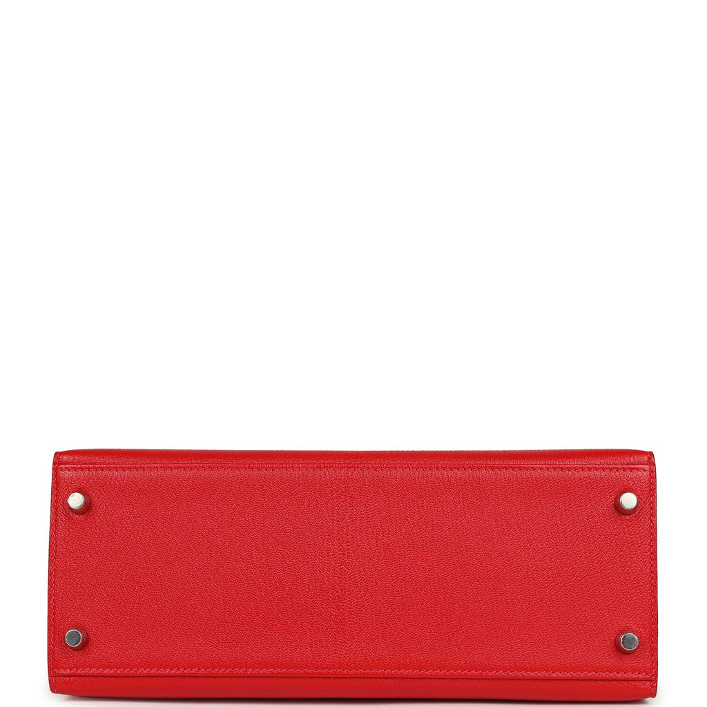 Kelly Sellier 28 Rouge De Coeur Chevre Mysore Brushed Palladium Hardware Bag