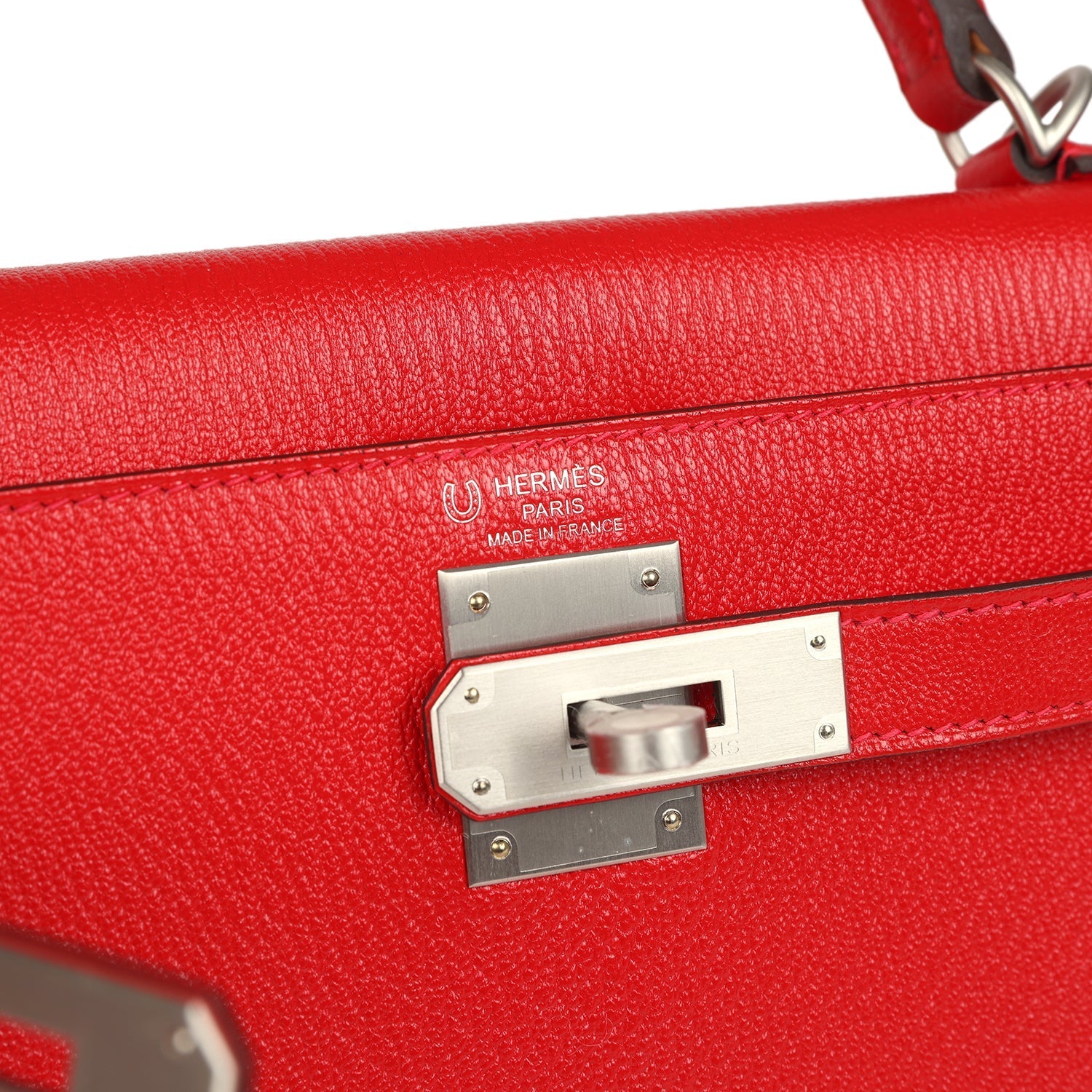 Kelly Sellier 28 Rouge De Coeur Chevre Mysore Brushed Palladium Hardware Bag