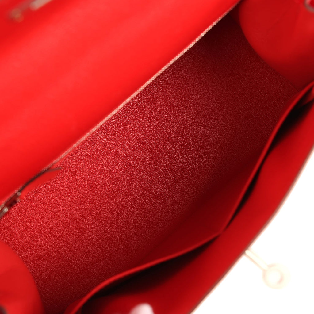 Kelly Sellier 28 Rouge De Coeur Chevre Mysore Brushed Palladium Hardware Bag