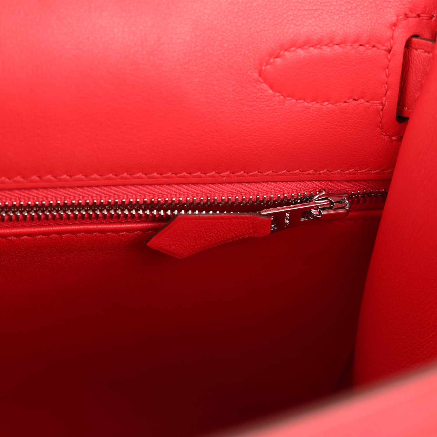 Kelly Sellier 28 Rouge De Coeur Swift and Beige-Ecru Toile H Canvas Palladium Hardware Bag