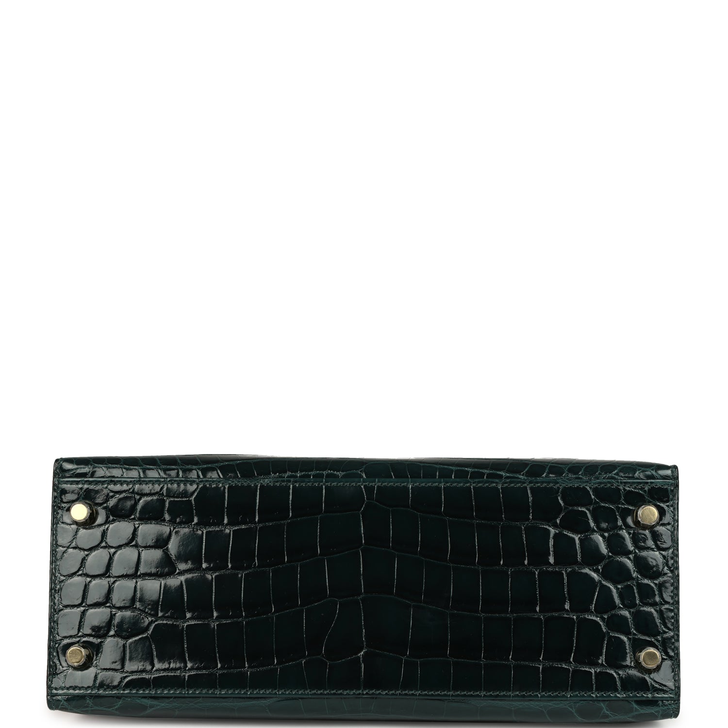 Kelly Sellier 28 Vert Cypres Shiny Niloticus Crocodile Gold Hardware Bag