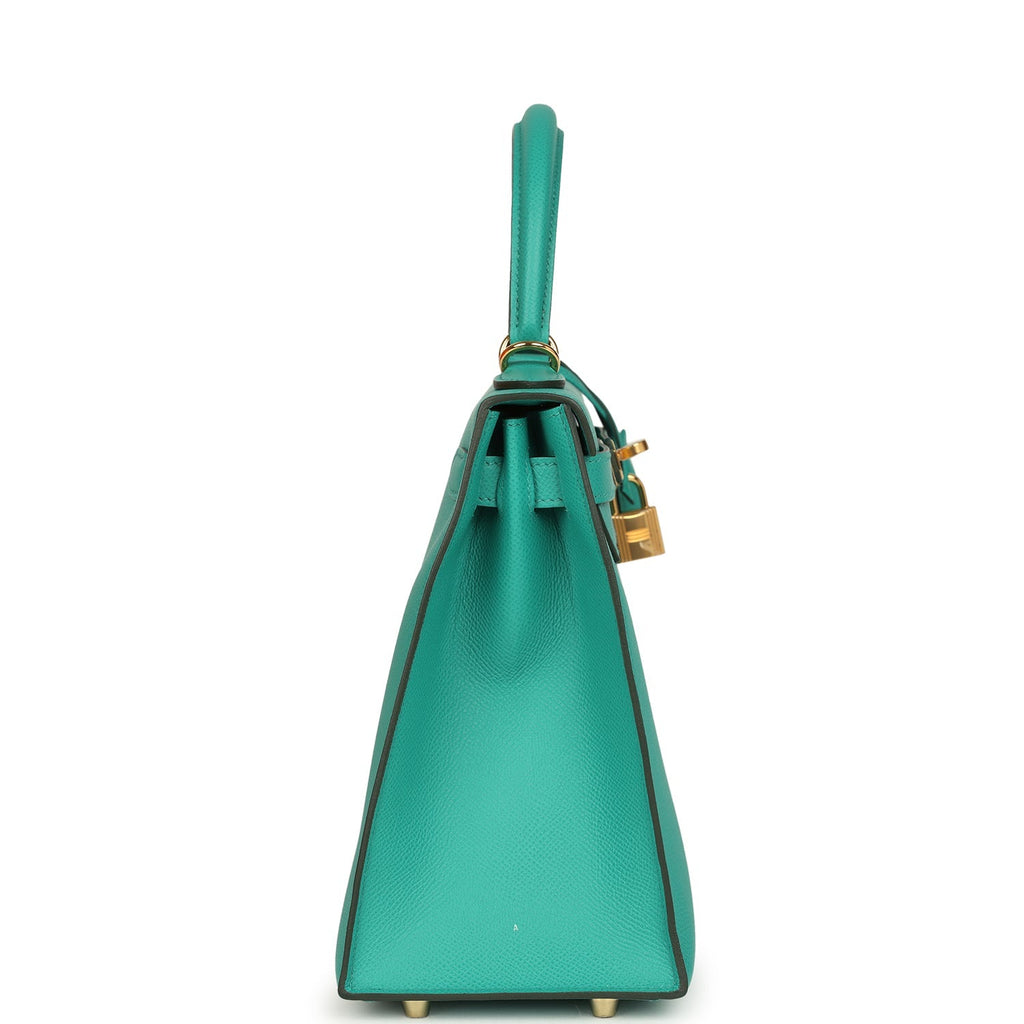 Kelly Sellier 28 Vert Jade Epsom Gold Hardware Bag