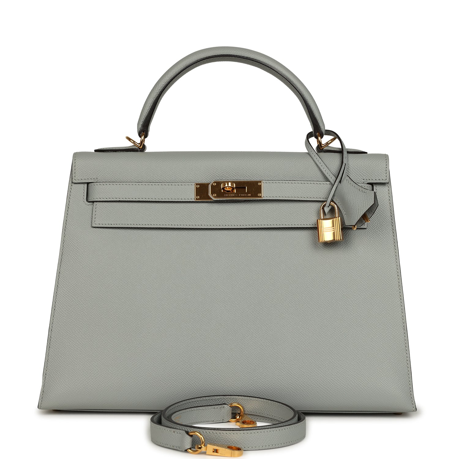 Kelly Sellier 32 Bleu Glacier Epsom Gold Hardware Bag