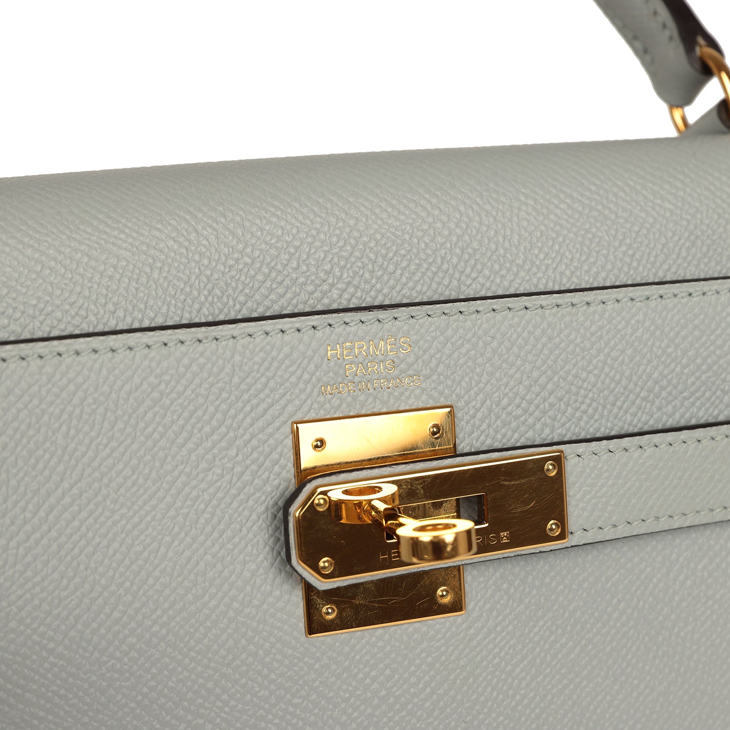 Kelly Sellier 32 Bleu Glacier Epsom Gold Hardware Bag