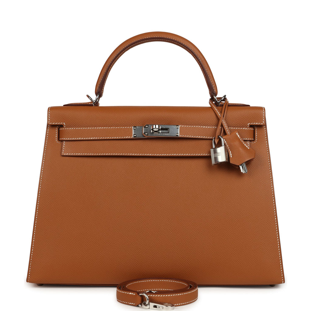 Kelly Sellier 32 Gold Epsom Palladium Hardware Bag
