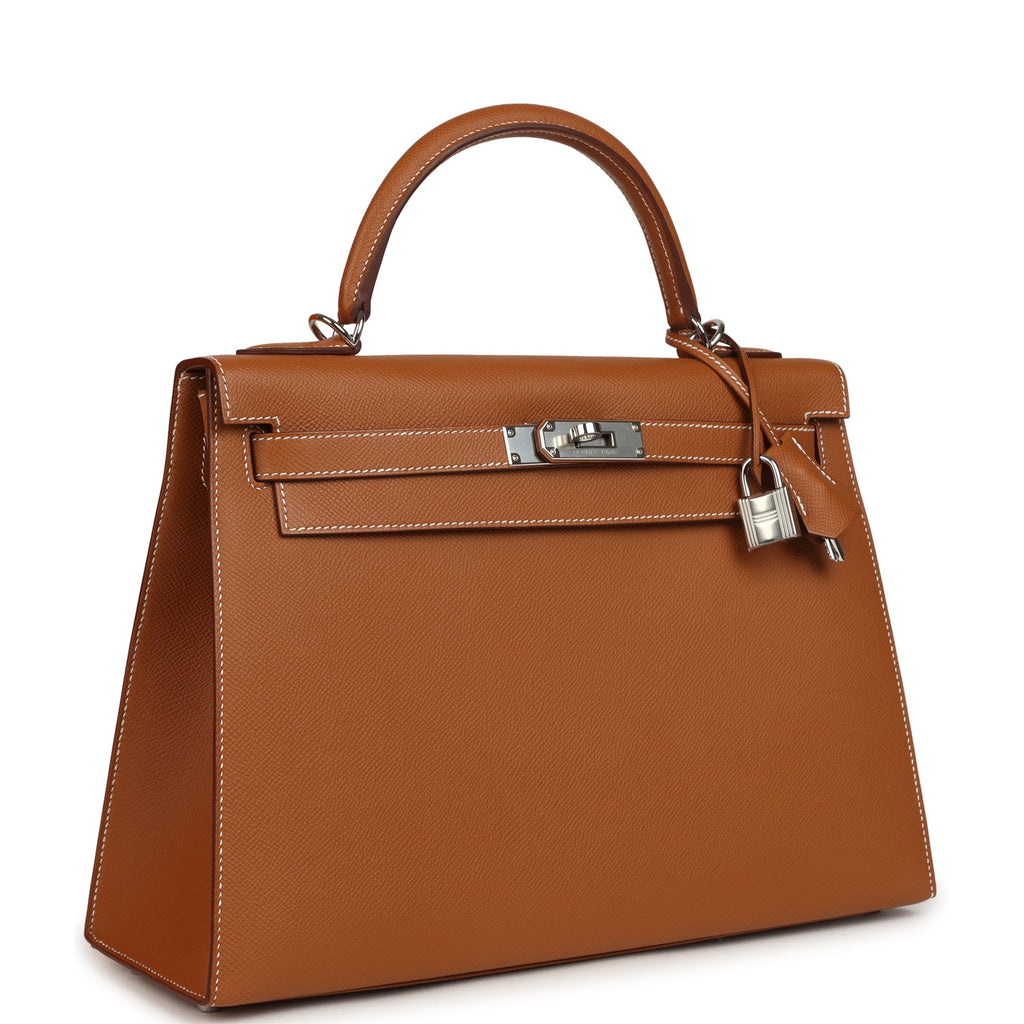 Kelly Sellier 32 Gold Epsom Palladium Hardware Bag