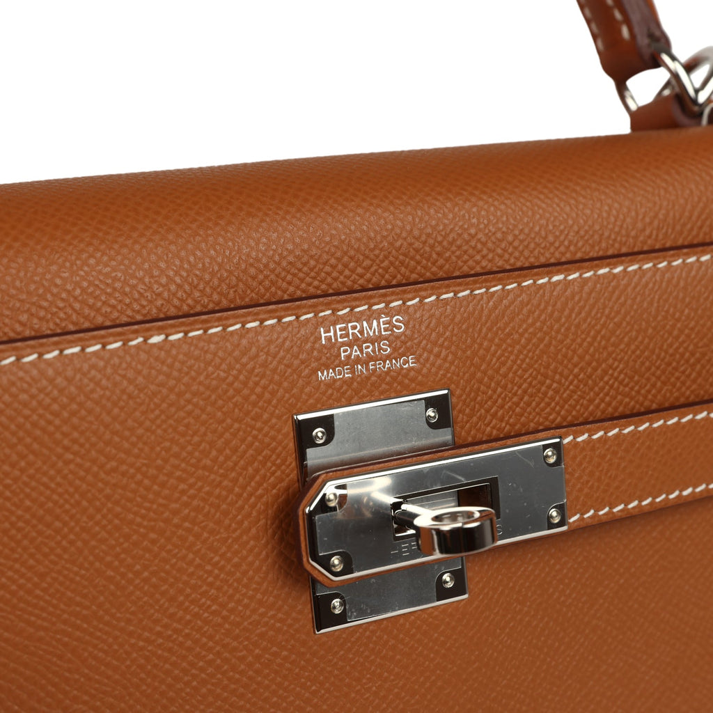 Kelly Sellier 32 Gold Epsom Palladium Hardware Bag