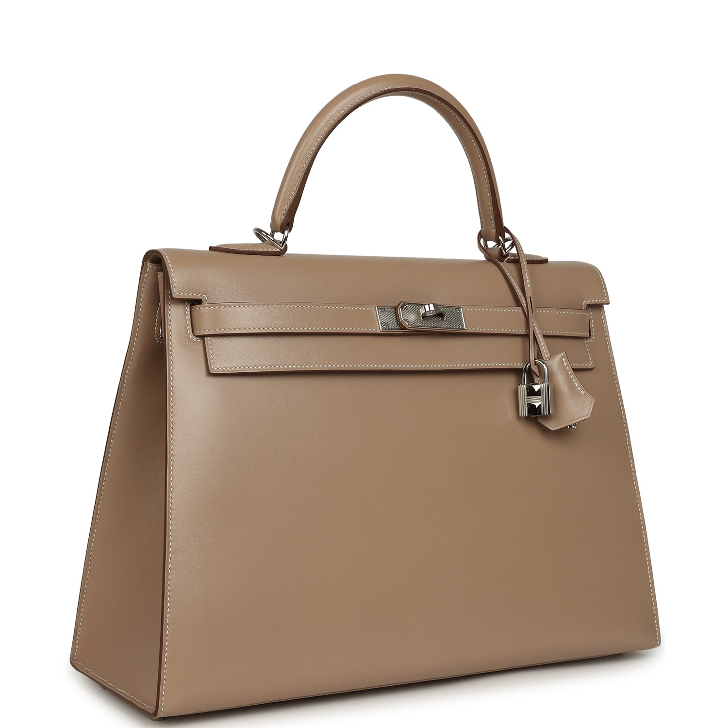 Kelly Sellier 35 Argile Tadelakt Guilloche Palladium Hardware Bag