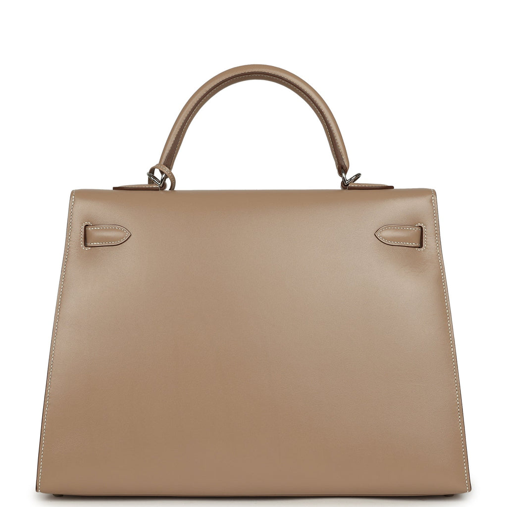 Kelly Sellier 35 Argile Tadelakt Guilloche Palladium Hardware Bag